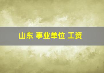 山东 事业单位 工资